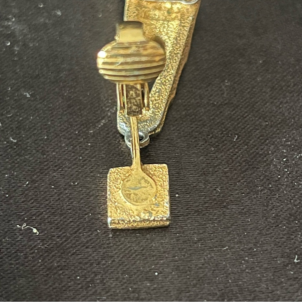 Vintage D'Orlan Gold Tone Clip On Dangle Earrings - Picture 4 of 7